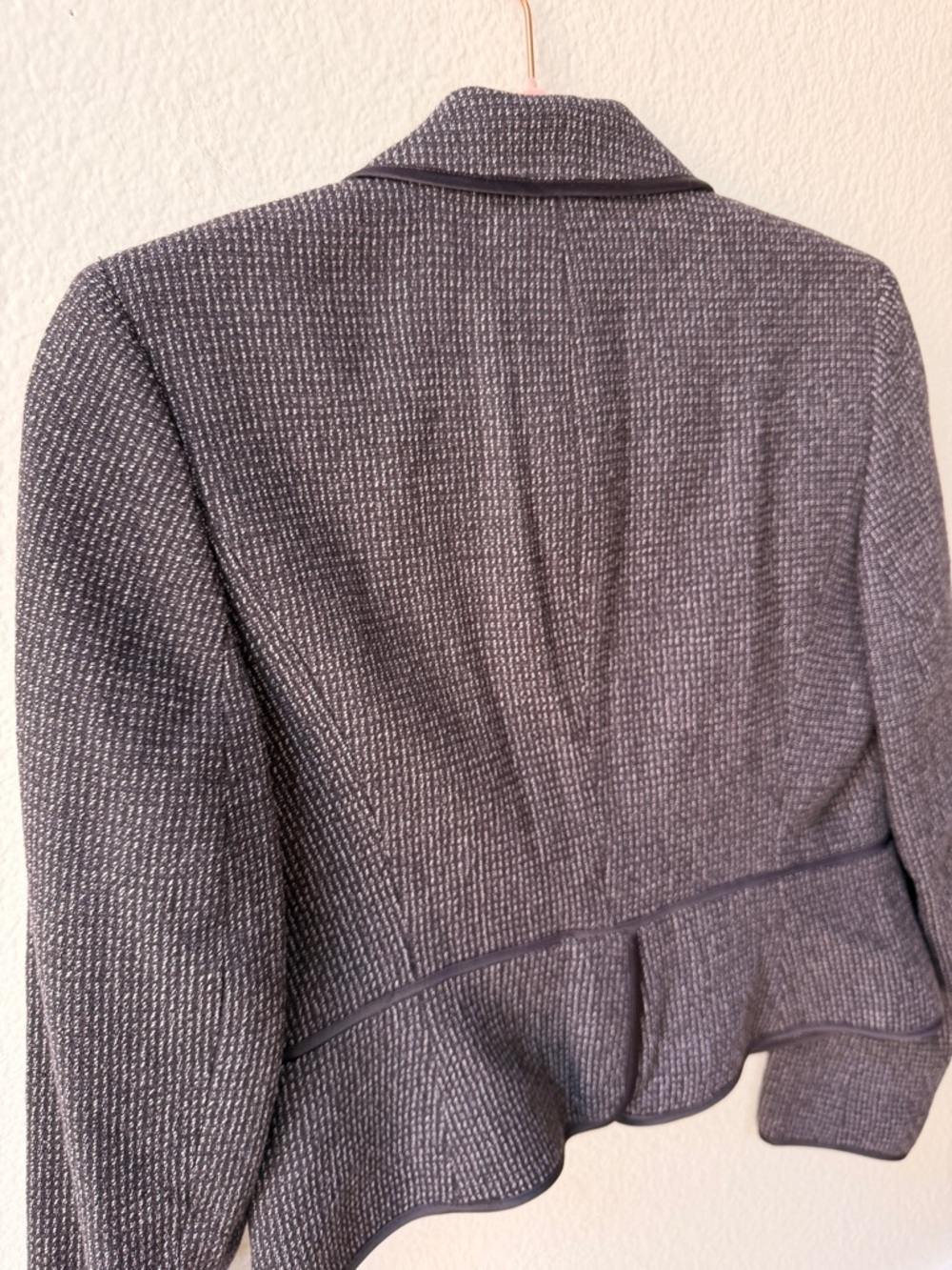 Ann Taylor Cropped Tweed Blazer Jacket Grey Tailored Peplum Fitted Office 2P - Picture 8 of 13